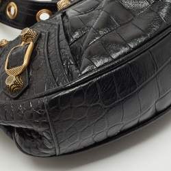Pre Owned Balenciaga Black Croc Embossed Leather XS Le Cagole Shoulder Bag