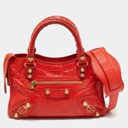 Balenciaga Rose Corail Leather Mini Classic City Bag