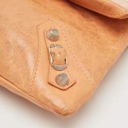 Balenciaga Peach Leather SH Classic Envelope Clutch