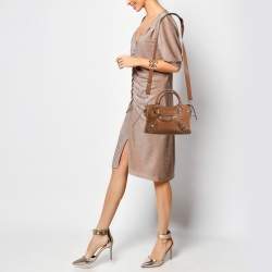 Balenciaga Brown Leather Mini Classic Metallic Edge City Bag