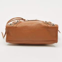 Balenciaga Brown Leather Mini Classic Metallic Edge City Bag
