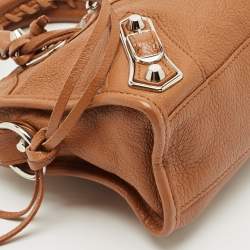 Balenciaga Brown Leather Mini Classic Metallic Edge City Bag
