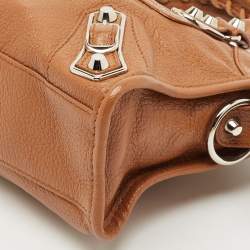 Balenciaga Brown Leather Mini Classic Metallic Edge City Bag