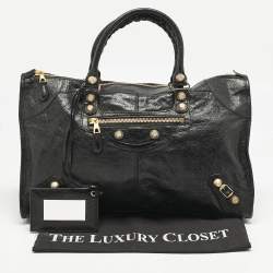 مملوكة مسبقًا Balenciaga Black Leather GGH Work Tote