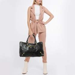 مملوكة مسبقًا Balenciaga Black Leather GGH Work Tote