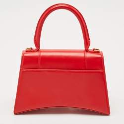 Pre Owned Balenciaga Red Leather Small Hourglass Top Handle Bag