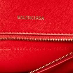 Pre Owned Balenciaga Red Leather Small Hourglass Top Handle Bag