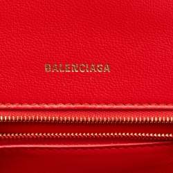 Pre Owned Balenciaga Red Leather Small Hourglass Top Handle Bag
