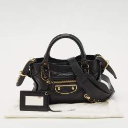 Pre Owned Balenciaga Black Leather Mini Metallic Edge Classic City Bag
