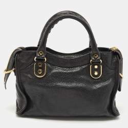 Pre Owned Balenciaga Black Leather Mini Metallic Edge Classic City Bag