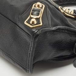 Pre Owned Balenciaga Black Leather Mini Metallic Edge Classic City Bag