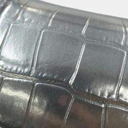 Balenciaga Hourglass 2Way bag Silver Croco Embossed Leather Size Xs