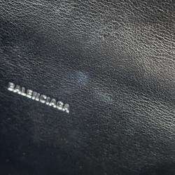 Balenciaga Hourglass 2Way bag Silver Croco Embossed Leather Size Xs