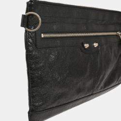 Balenciaga Clip M Black Lambskin Clutch Bag