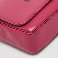 Pre Owned Balenciaga Pink Leather Logo Everyday Flap Shoulder Bag