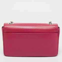 Pre Owned Balenciaga Pink Leather Logo Everyday Flap Shoulder Bag