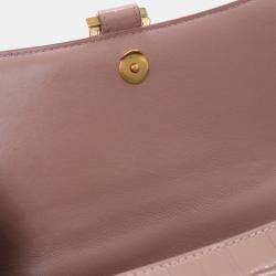 Balenciaga Hourglass Small Pink Crocodile Embossed Leather Shoulder Bag