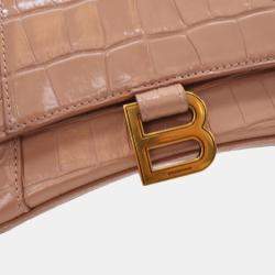 Balenciaga Hourglass Small Pink Crocodile Embossed Leather Shoulder Bag
