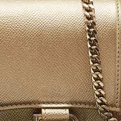 Balenciaga Gold Leather Hourglass Wallet on Chain