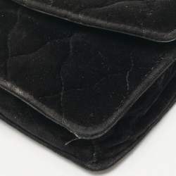 Balenciaga Black Quilted Velvet BB Crystals Wallet On Chain