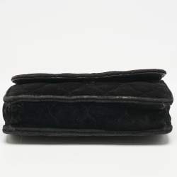 Balenciaga Black Quilted Velvet BB Crystals Wallet On Chain