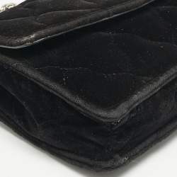 Balenciaga Black Quilted Velvet BB Crystals Wallet On Chain