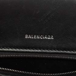 Balenciaga Black Croc Embossed Leather Small Hourglass Top Handle Bag
