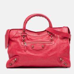 Balenciaga Red Lambskin Motocross City Giant 12 Satchel