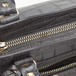 Pre Owned حقيبة بالنسياغا سيتى كلاسيك صغيرة جلد منقوش كروك رمادي