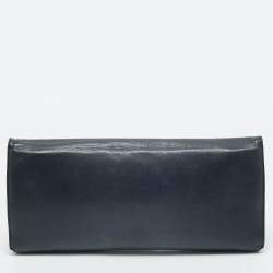 Balenciaga Navy Blue Leather Papier Long Clutch