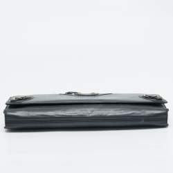 Balenciaga Navy Blue Leather Papier Long Clutch