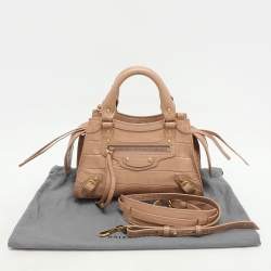 Balenciaga Beige Croc Embossed Leather Mini Neo Classic City Satchel