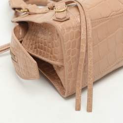 Balenciaga Beige Croc Embossed Leather Mini Neo Classic City Satchel