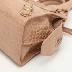 Balenciaga Beige Croc Embossed Leather Mini Neo Classic City Satchel