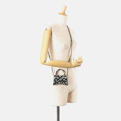Balenciaga Black Mini Smooth Calfskin Allover Logo Print Hourglass Top Handle Bag