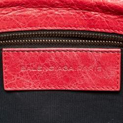 Pre Owned Balenciaga Coral Pink Leather RH Classic Envelope Clutch