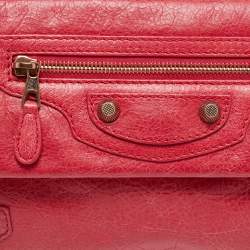 Pre Owned Balenciaga Coral Pink Leather RH Classic Envelope Clutch