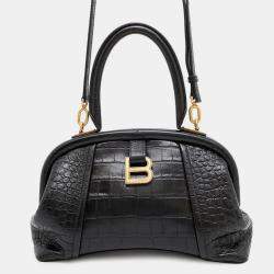 Balenciaga Black Embossed Leather Frame Bag