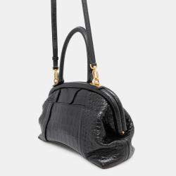 Balenciaga Black Embossed Leather Frame Bag