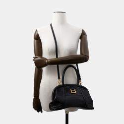 Balenciaga Black Embossed Leather Frame Bag