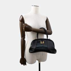 Balenciaga Black Embossed Leather Frame Bag