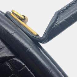 Balenciaga Black Embossed Leather Frame Bag