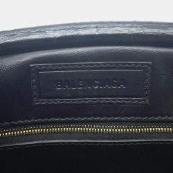 Balenciaga Black Embossed Leather Frame Bag