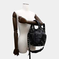 Balenciaga Le Cagole Small Black Leather Bucket Bag