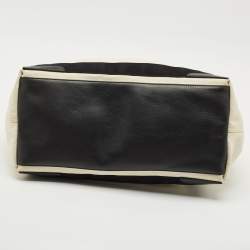 Pre Owned Balenciaga Black/Off White Canvas and Leather Large Cabas Tote