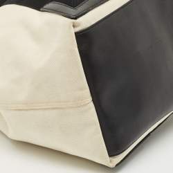 Pre Owned Balenciaga Black/Off White Canvas and Leather Large Cabas Tote
