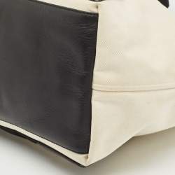 Pre Owned Balenciaga Black/Off White Canvas and Leather Large Cabas Tote