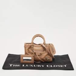 Balenciaga Beige Leather Nano City Metallic Edge Tote