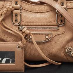 Balenciaga Beige Leather Nano City Metallic Edge Tote