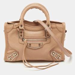 Balenciaga Beige Leather Nano City Metallic Edge Tote